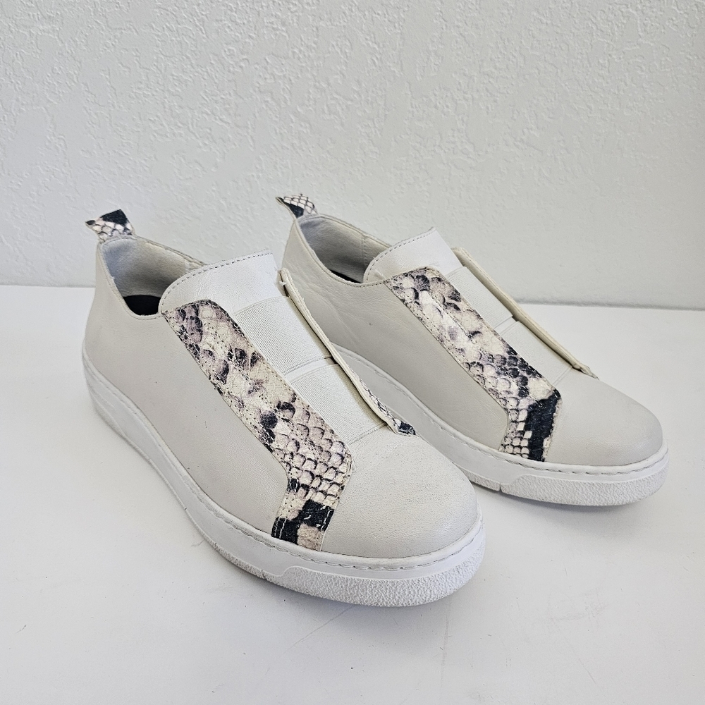 Hispanitas Kinsley Slip On Sneakers Cream White & Faux Snakeskin Size EU 35